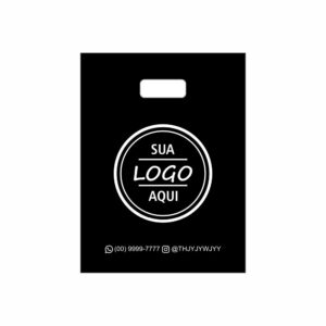 Sacola Plástica Personalizada 30x40 cm Alça Vazada | Preta | Kits de 100 a 1000 unidades