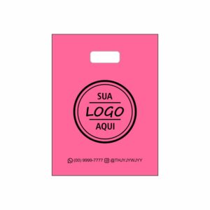 sacola plástica personalizada 20x30 cm alça vazada | rosa | kits de 100 a 1000 unidades (cópia)